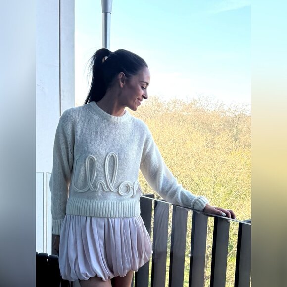Chloé  Logo-appliqué wool-blend jumper - Picture 1 of 13